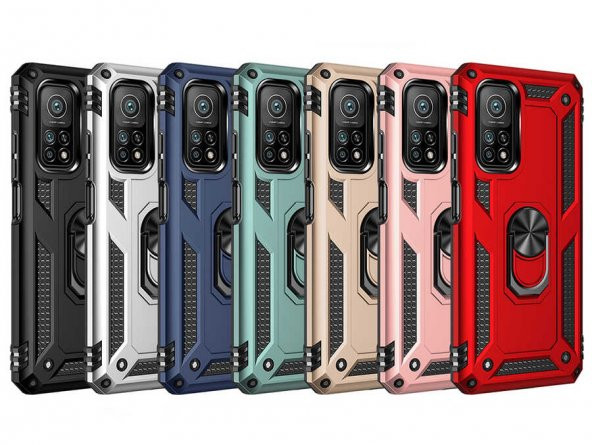 Xiaomi Mi 10T 5G Kılıf Zore Vega Yüzük Standlı Zırh Kılıf - 11