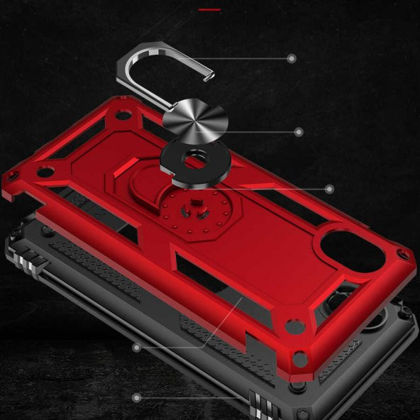 Galaxy A01 Core Kılıf Zore Vega Yüzüklü Standlı Zırh Kılıf - Resim 11