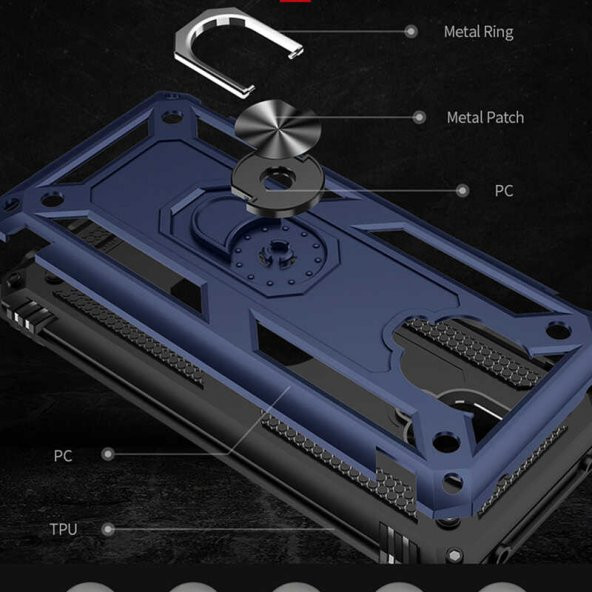 Xiaomi Redmi Note 9 Pro Kılıf Zore Vega Yüzüklü Standlı Zırh Kılıf - 9