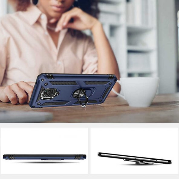 Xiaomi Redmi Note 9 Pro Kılıf Zore Vega Yüzüklü Standlı Zırh Kılıf - 10