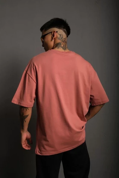 Erkek Oversize T-shirt - Gül Kurusu - 2
