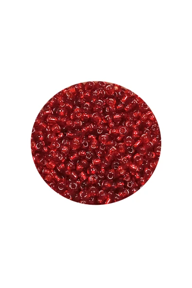 Dökme Cam Kum Boncuk (11/0) 2 mm - 60 Gram -  Şeffaf Koyu Kırmızı - BNC050 - Resim 2