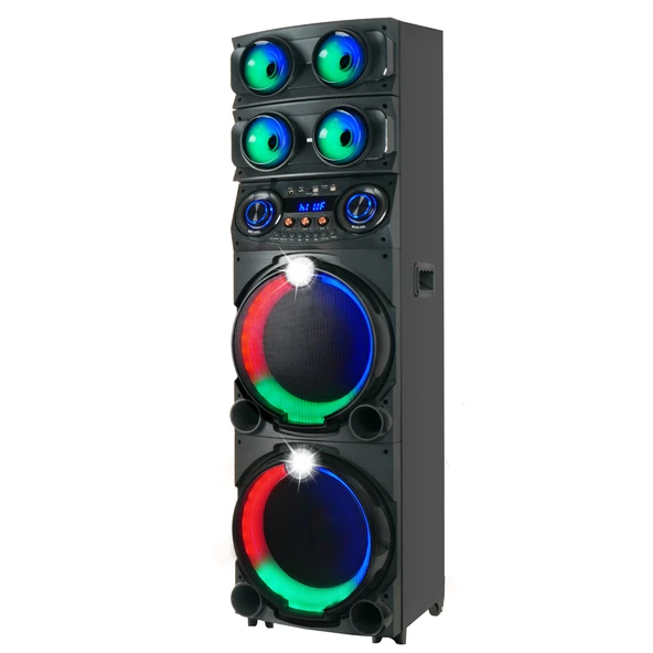Zore GD-2126 Dijital LED Göstergeli FM Radyolu Mikrofonlu RGB TWS Çift 12 inç Stereo Bass Kablosuz Karaoke Hoparlör - Resim 3