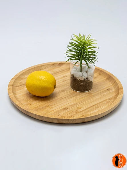 4 Adet Bambu Yuvarlak Servis Tabağı, Sunum Seti (20x20 cm) - 3