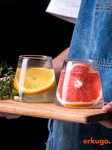 2 Adet Borosilikat Sunum Bardağı, Kahve Bardağı, Meşrubat Bardağı, Isı Dayanıklı Bardak (400 ml) Utea - Resim 2