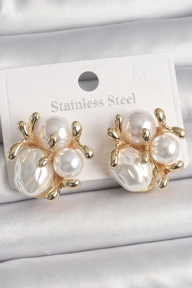 Pirinç Gold Renk İnci Tomurcuk Model Kadın Küpe - EBJ250201W30946 ürün görseli