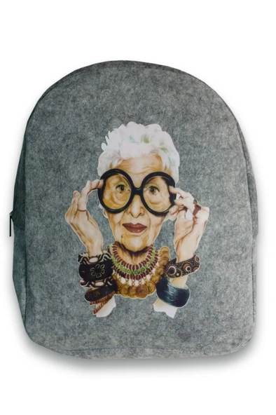 Jasper Gri Keçeli Sırt Çantası Baskılı