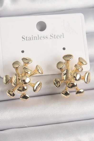 Pirinç Gold Renk Petek Model Kadın Küpe - EBJ250201W30944 ürün görseli