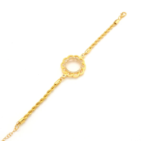 Çeyrek Altın Çerçeve Bileklik Çelik Altın Kaplama Çiçek Burgu Model BLK-1110 - Resim 4