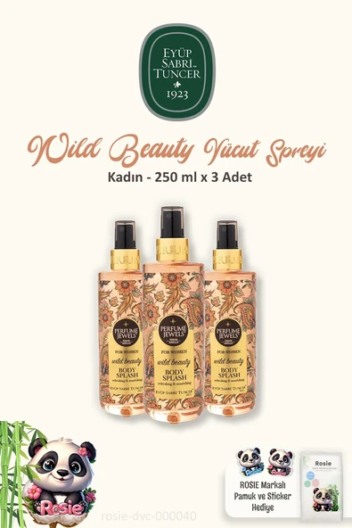 Eyüp Sabri Tuncer 3 Adet Pj Body Splash Wild Beauty 250 ml ve ROSIE Pamuk 60'lı ürün görseli