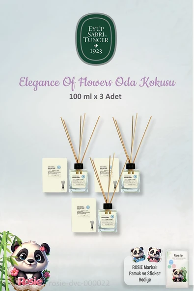 Eyüp Sabri Tuncer 3'lü Elegance Of Flowers Çubuklu Koku 100 ml ve ROSIE Pamuk