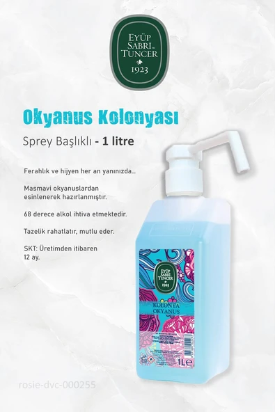 Eyüp Sabri Tuncer 1 Litrelik Sprey Kolonya Bodrum Mandalinası, Okyanus,Limon ve ROSIE - Resim 5