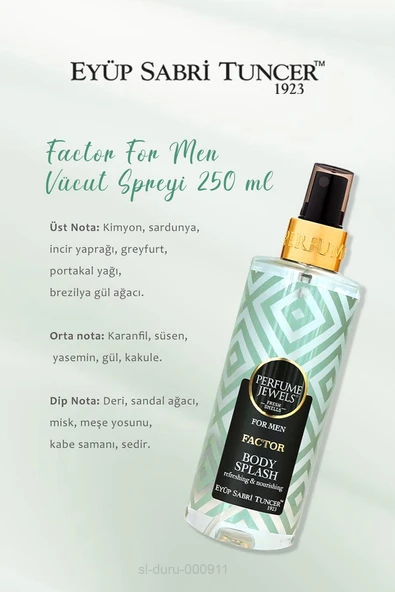 3'lü Eyüp Sabri Tuncer Body Splash Factor 250 ml ve ROSIE Pamuk 60'lı - Resim 3