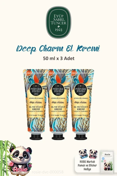 3'lü Eyüp Sabri Tunce Deep Charm El Kremi 50 ml ve ROSIE Temizleme Pamuğu 60'lı