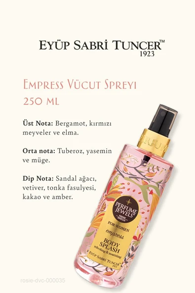 Eyüp Sabri Tuncer 3 Adet Body Splash Empress 250 ml ve ROSIE Pamuk 60'lı - Resim 2