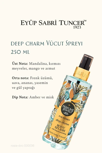 3 Adet Eyüp Sabri Tuncer Deep Charm Vücut Spreyi 250 ml ve ROSIE Pamuk 60'lı - Resim 2