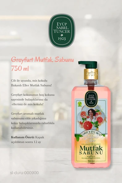 3 Adet Eyüp Sabri Tuncer Greyfurtlu Mutfak Sabunu 750 ml ve ROSIE Marka Pamuk - Resim 3