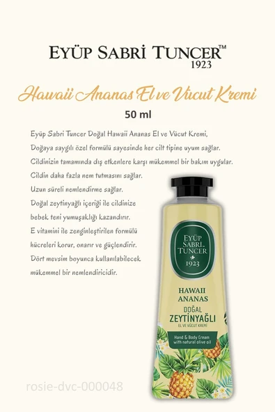 Eyüp Sabri Tuncer El ve Vücut Kremi 3'lü Havaii Ananas 50 ml ve ROSIE Pamuk - 2