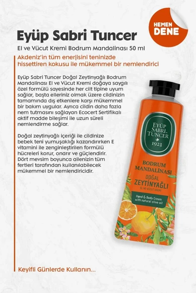 Eyüp Sabri Tuncer 3'lü El ve Vücut Kremi Bodrum Mandalinası 50 ml ve ROSIE Pamuk - 2