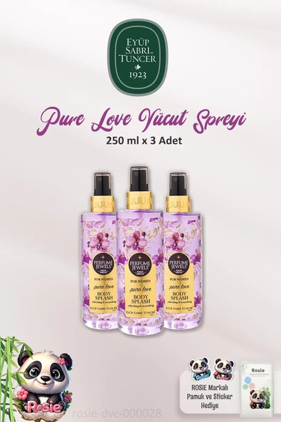 Eyüp Sabri Tuncer 3 Adet Pj Body Splash Pure Love 250 ml ve ROSIE Doğal Pamuk