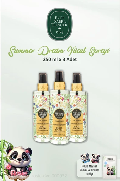 3 Adet Eyüp Sabri Tuncer Body Splash Summer Dream 250 ml ve ROSIE 60'lı Pamuk