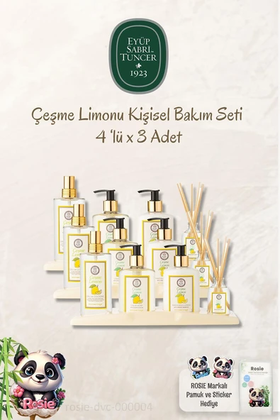 3 Adet Eyüp Sabri Tuncer Çeşme Limonu 4'lü Kişisel Bakım Seti ve ROSIE Pamuk ürün görseli