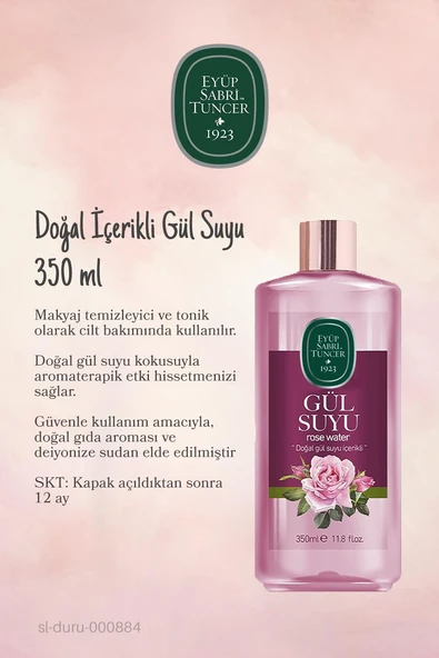 3 Adet Eyüp Sabri Tuncer Gül Suyu 350 ML ve %100 Doğal ROSIE Pamuk 60'lı - Resim 4