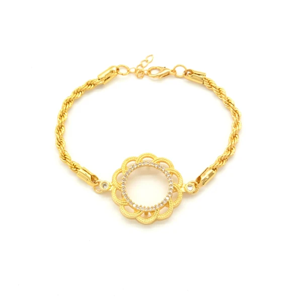 Çeyrek Altın Çerçeve Bileklik Çelik Altın Kaplama Çiçek Burgu Model BLK-1110 ürün görseli