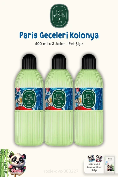 Eyüp Sabri Tuncer Paris Gecesi Kolonyası 400 ML Pet Şişe 3 Adet ve ROSIE Pamuk ürün görseli
