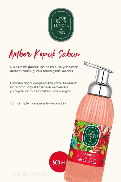 Eyüp Sabri Tuncer Zeytinyağlı Amber Köpük Sabun 500 ML - Resim 2