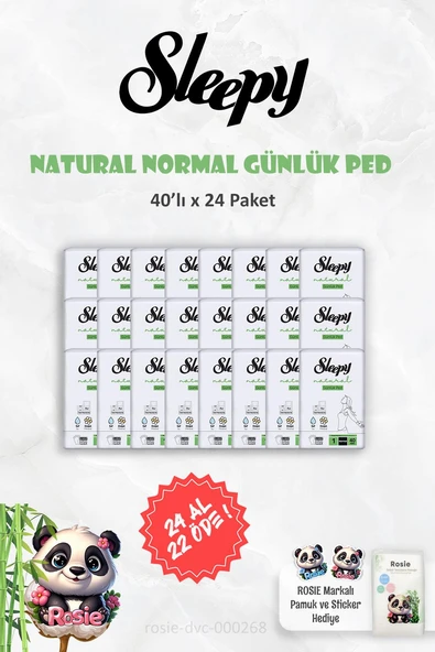 Sleepy Natural Ultra Hassas Günlük Ped 24 AL 22 ÖDE Normal 40 Adet ve ROSIE ürün görseli
