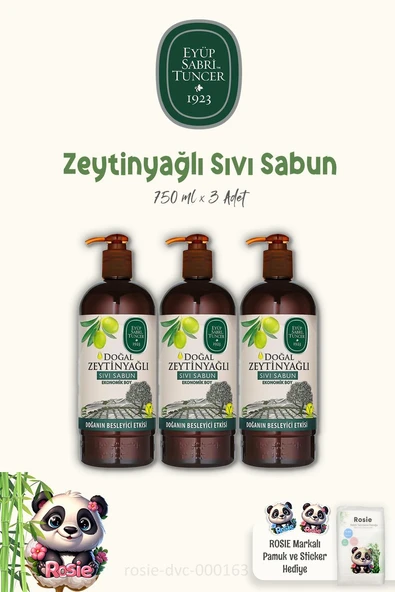 Eyüp Sabri Tuncer 3'lü Zeytinyağlı Sıvı Sabun 750 ml ve ROSIE Pamuk 60'lı