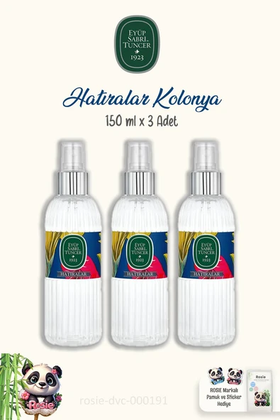 Eyüp Sabri Tuncer Hatıralar Kolonya Sprey 150 ml 3 Adet ve %100 Pamuk ROSIE ürün görseli