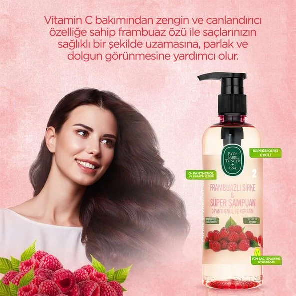 3 Adet Eyüp Sabri Tuncer Frambuazlı Sirke Şampuan 500 ml ve ROSIE Pamuk - Resim 2
