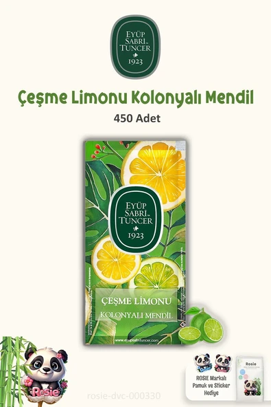 Eyüp Sabri Tuncer Kolonyalı Mendil Çeşme Limonu 3 Paket 150'li ve ROSIE Pamuk