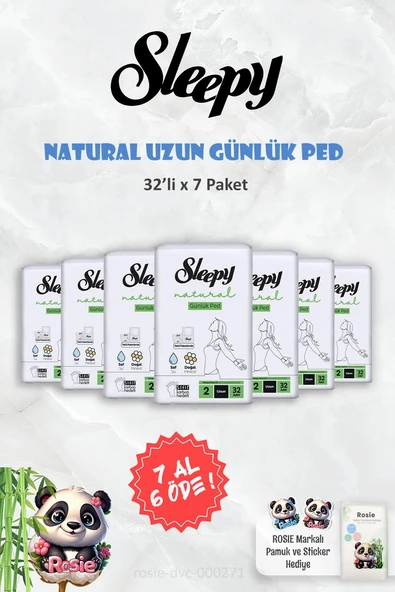 7 AL 6 ÖDE Sleepy Natural Ultra Hassas Günlük Ped Uzun 32 Adet ve ROSIE ürün görseli