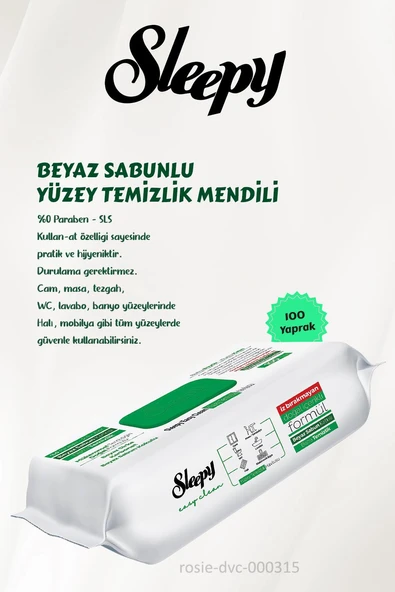 Sleepy Beyaz Sabunlu Yüzey Temizlik Havlusu 30'lu, 100'lü ve ROSIE - 3
