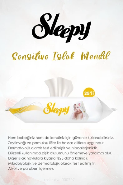 24 AL 22 ÖDE Sleepy Sensitive Islak Mendil 25'li ve 60'lı ROSIE - 2