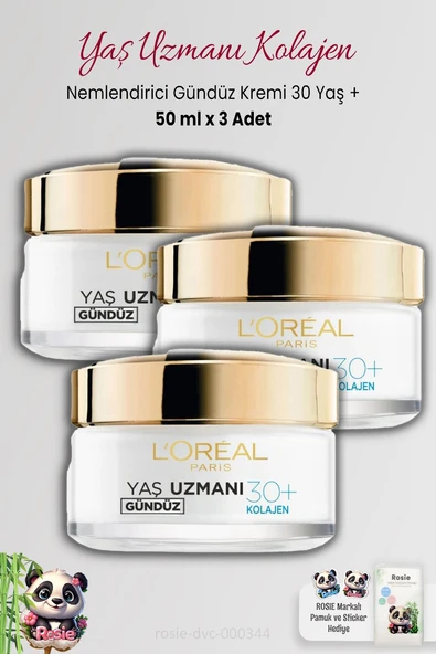 3 Adet Loreal Paris Yaş Uzmanı Nemlendirici Gündüz Kremi 30+ 50 ml ve ROSIE