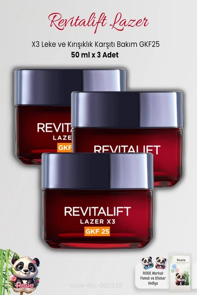 3 Adet Loreal Paris Revitalift Lazer X3 Leke ve Kırışıklık Karşıtı Bakım GKF25 ve ROSIE