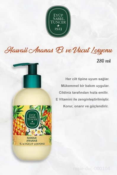 Eyüp Sabri Tuncer Hawaii Ananas 3 Adet Vücut Losyonu 280 ml ve ROSIE Pamuk 60'lı - 2