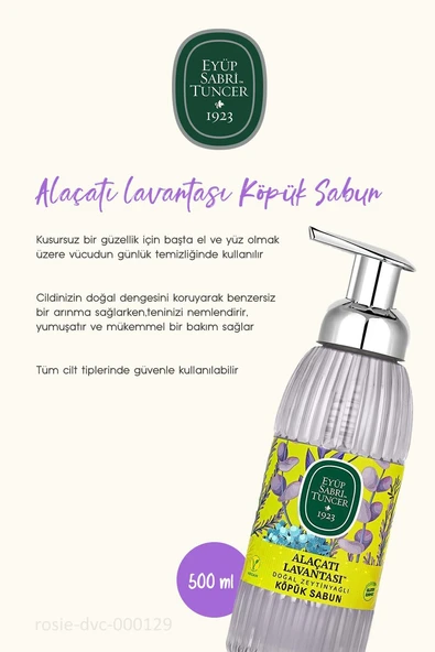 Eyüp Sabri Tunce 3'lü Alaçatı Lavantası Köpük Sabun 500 ml ve %100 Pamuk ROSIE - 2