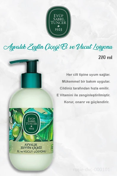 Eyüp Sabri Tuncer Ayvalık Zeytin Çiçeği Vücut Losyonu 280 ml ve 60'lı ROSIE Pamuk - Resim 2