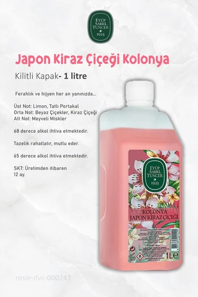 Eyüp Sabri Tuncer Japon Kiraz Çiçeği Kolonyası Yedek Şişe 1 lt - Resim 2