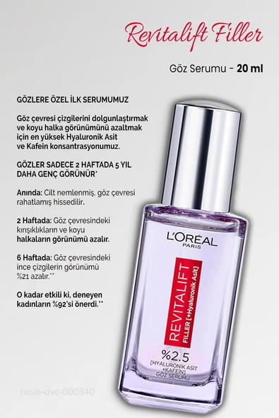 3 Adet Loreal Paris Revitalift Filler Göz Serumu 20 ml ve ROSIE - 2