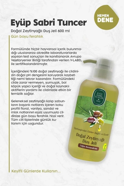 Eyüp Sabri Tuncer Doğal Zeytinyağlı Duş Jeli 600 ml - Resim 2