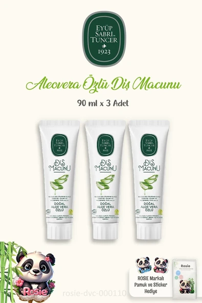 Eyüp Sabri Tuncer Diş Macunu Aloe Vera Özlü 90 ml 3 Adet ve 60'lı ROSIE Pamuk