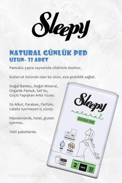 36 AL 33 ÖDE Sleepy Natural Ultra Hassas Günlük Ped Uzun 32 Adet ve ROSIE - Resim 2
