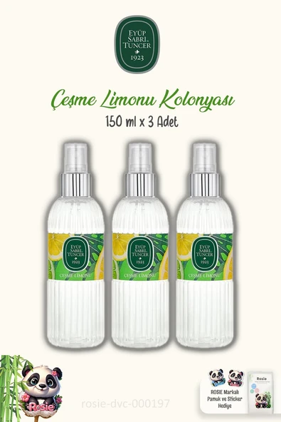 Eyüp Sabri Tuncer Çeşme Limonu 150 ml Sprey Kolonya 3 Adet ve ROSIE Pamuk - 1