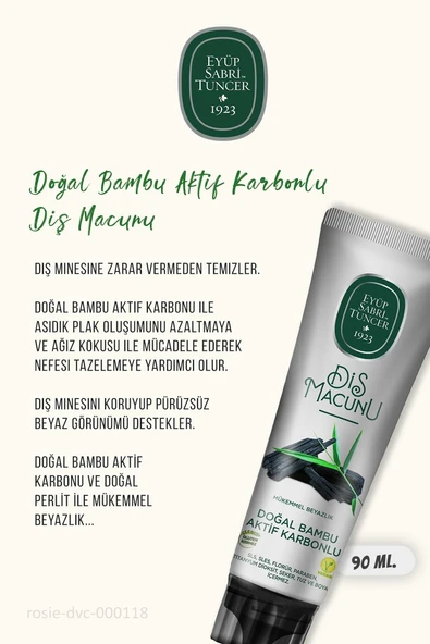 Eyüp Sabri Tuncer Diş Macunu Bambu Karbonlu 3 Adet 90 ml ve ROSIE Pamuk 60'lı - 2